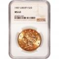 Certified US Gold $20 Liberty 1907 MS63 NGC 