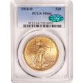 Certified $20 Gold St. Gaudens 1910-D MS64 PCGS CAC