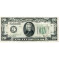 1934D $20 Federal Reserve Note Wide Back VF