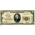 1929 $20 National Bank Note Warren PA Charter # 520 F