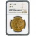 Certified US Gold $20 Liberty 1876-S AU55 NGC