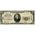 1929 $20 National Bank Note Fort Wayne IN Charter #7725 Fine