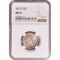 Certified 20 Cent Silver 1875-S MS61 NGC