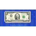 1995 $2 STAR Federal Reserve Note UNC BEP Folder