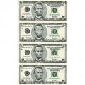 Uncut Currency Sheet 4 x $5 2001 UNC