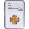 Certified US Gold $5 Liberty 1838 XF45 NGC