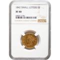 Certified $5 Gold Liberty 1842 Small Letters XF40 NGC