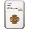 Certified $5 Gold Liberty 1882-S MS63 NGC