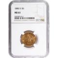 Certified $5 Gold Liberty 1885-S MS61 NGC