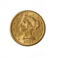 $5 Gold Liberty 1887-S AU