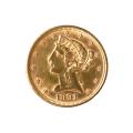 $5 Gold Liberty 1891 AU