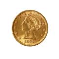 $5 Gold Liberty 1892 AU