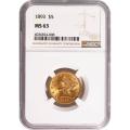Certified $5 Gold Liberty 1893 MS63 NGC