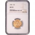 Certified US Gold $5 Liberty 1901 AU53 NGC