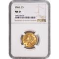 Certified $5 Gold Liberty 1905 MS64 NGC