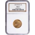 Certified $5 Gold Indian 1908 MS61 NGC