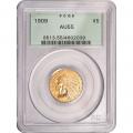 Certified US Gold $5 Indian 1909 AU55 PCGS