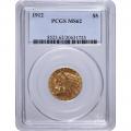 Certified US Gold $5 Indian 1912 MS62 PCGS