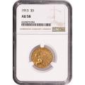 Certified $5 Gold Indian 1913 AU58 NGC