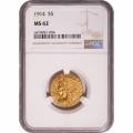 Certified $5 Gold Indian 1914 MS62 NGC