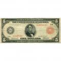 1914 $5 Red Seal Federal Reserve Note VG