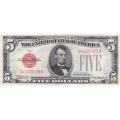 1928C $5 United States Note Red Seal UNC
