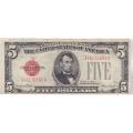 1928F $5 United States Note Red Seal VF-XF