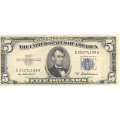 1953A $5 silver certificate CU
