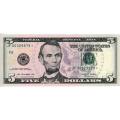 2009 $5 STAR Federal Reserve Note UNC