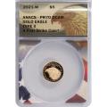 Certified Proof American Gold Eagle $5 2021-W Type II PR70 ANACS