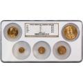Five Piece Indian-St. Gaudens Gold Set MS62 NGC