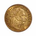 Hungary 20 Francs 8 Forint Gold 1891 AU
