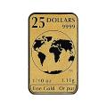 Canada $25 Tenth Ounce Gold Bar .9999 Fine World Map