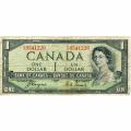 Canada 1 Dollar 1954 P#66a F Devil's Hairdo