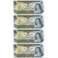 Canada 1 Dollar 1973 P#85d UNC Uncut Sheet of 4