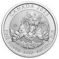 2023 Canada 2 Oz. Silver Smilodon--Sabre-Toothed Tiger BU