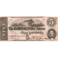 $5 1862 Confederate Note T-53 AU canceled
