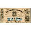 Alabama 50 Cents 1863 Confederate Treasury Note Series 2 AL-4 UNC