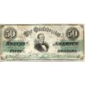 $50 1861 Confederate Bank Note T16 VF