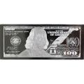 Silver 4 Ounce Bar - 2024 $100 Bill .999 Fine