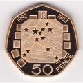 Great Britain 50 pence gold 1992 European Council