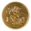 Great Britain 5 Pound Gold 1887 AU details