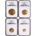 Certified American Gold Eagle 4pc Set 2007 MS70ER NGC