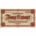 Germany--Sudetenland & L. Silesia 20 Reichsmark 1945 P#187 UNC