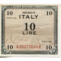 Italy 10 Lire 1943 M#13b UNC Allied Issue