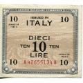 Italy 10 Lire 1943A M#19a XF Allied Issue