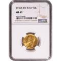 Italy 50 Lire Gold 1936 MS63 NGC