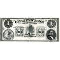 Louisiana New Orleans 1860s $1 Remainder Citizens' Bank of Louisiana LA-15-G2 CU