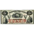 Maryland Salisbury 1862 $5 Somerset & Worcester Savings Bank S-722 UNC