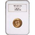 Netherlands 10 Gulden Gold 1885 MS64 NGC